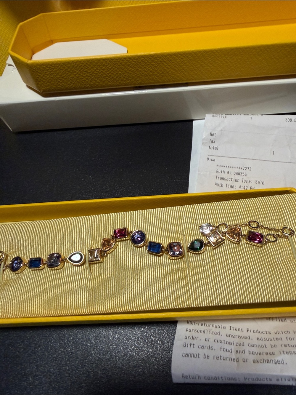 SWAROVSKI Gold-Tone Multicolor Gemstone Bracelet - Women Jewelry - Picture 2 of 6